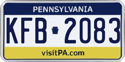 PA license plate KFB2083