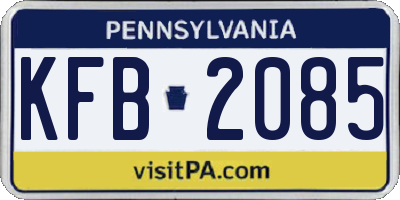 PA license plate KFB2085