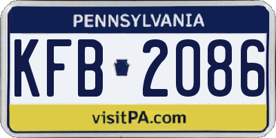 PA license plate KFB2086