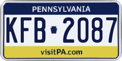 PA license plate KFB2087