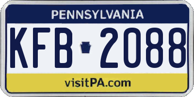 PA license plate KFB2088