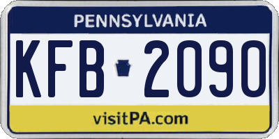 PA license plate KFB2090