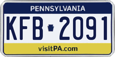 PA license plate KFB2091