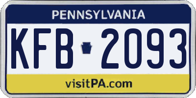 PA license plate KFB2093