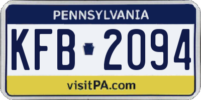 PA license plate KFB2094