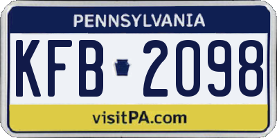 PA license plate KFB2098