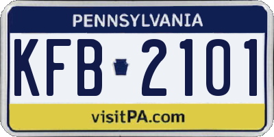 PA license plate KFB2101