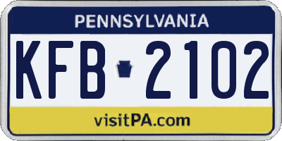 PA license plate KFB2102