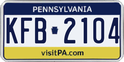 PA license plate KFB2104