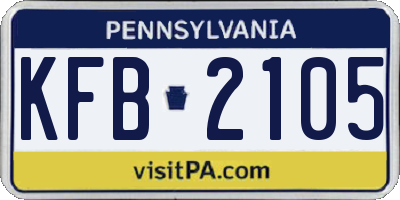 PA license plate KFB2105