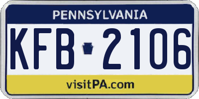 PA license plate KFB2106