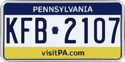 PA license plate KFB2107