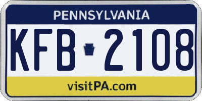 PA license plate KFB2108