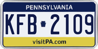 PA license plate KFB2109