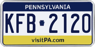 PA license plate KFB2120