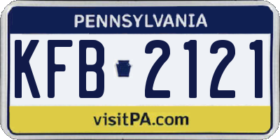 PA license plate KFB2121