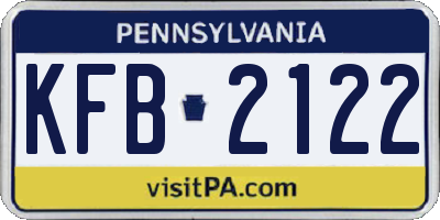 PA license plate KFB2122