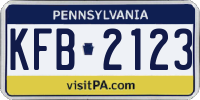 PA license plate KFB2123