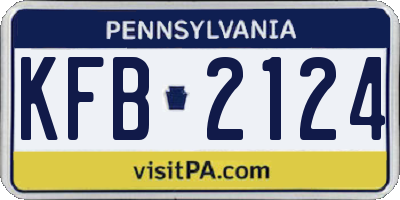 PA license plate KFB2124