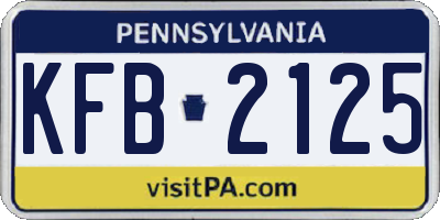 PA license plate KFB2125