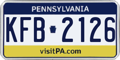 PA license plate KFB2126