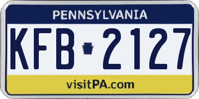 PA license plate KFB2127