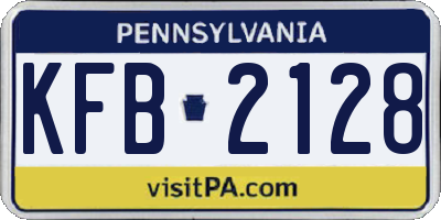 PA license plate KFB2128
