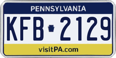 PA license plate KFB2129