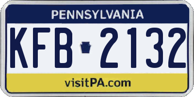 PA license plate KFB2132