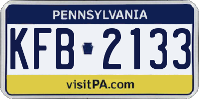PA license plate KFB2133