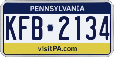 PA license plate KFB2134