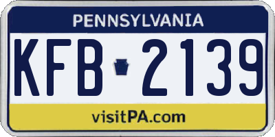 PA license plate KFB2139