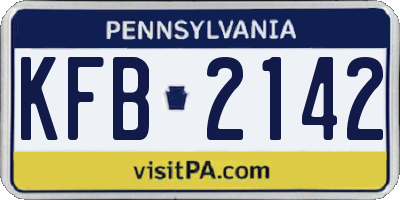PA license plate KFB2142