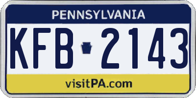 PA license plate KFB2143