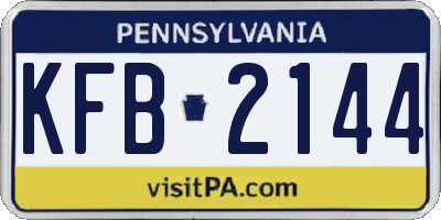 PA license plate KFB2144