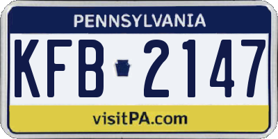 PA license plate KFB2147