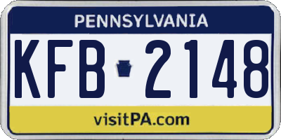 PA license plate KFB2148
