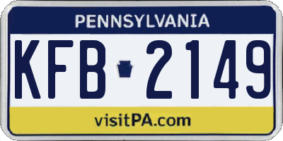 PA license plate KFB2149