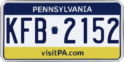 PA license plate KFB2152