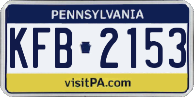 PA license plate KFB2153
