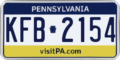 PA license plate KFB2154