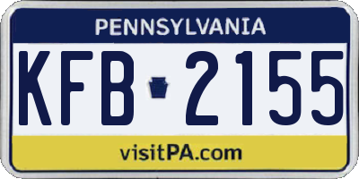 PA license plate KFB2155