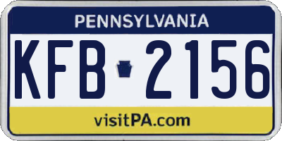 PA license plate KFB2156