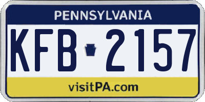 PA license plate KFB2157