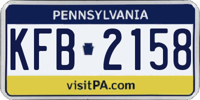 PA license plate KFB2158