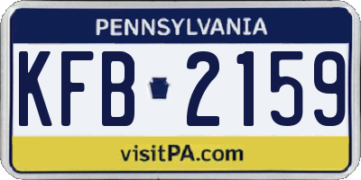 PA license plate KFB2159