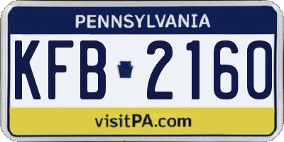 PA license plate KFB2160