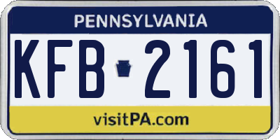 PA license plate KFB2161