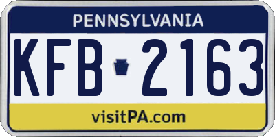 PA license plate KFB2163