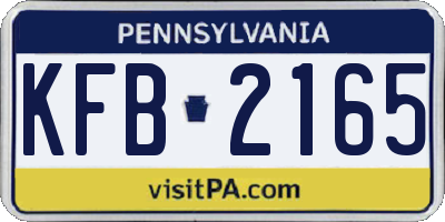 PA license plate KFB2165